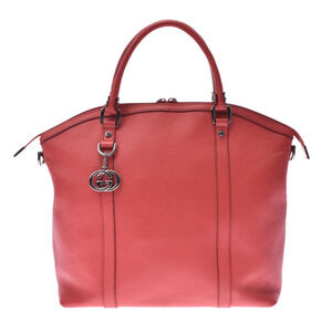 Gucci Leather GG Charm Dome Satchel red grained calfskin leather